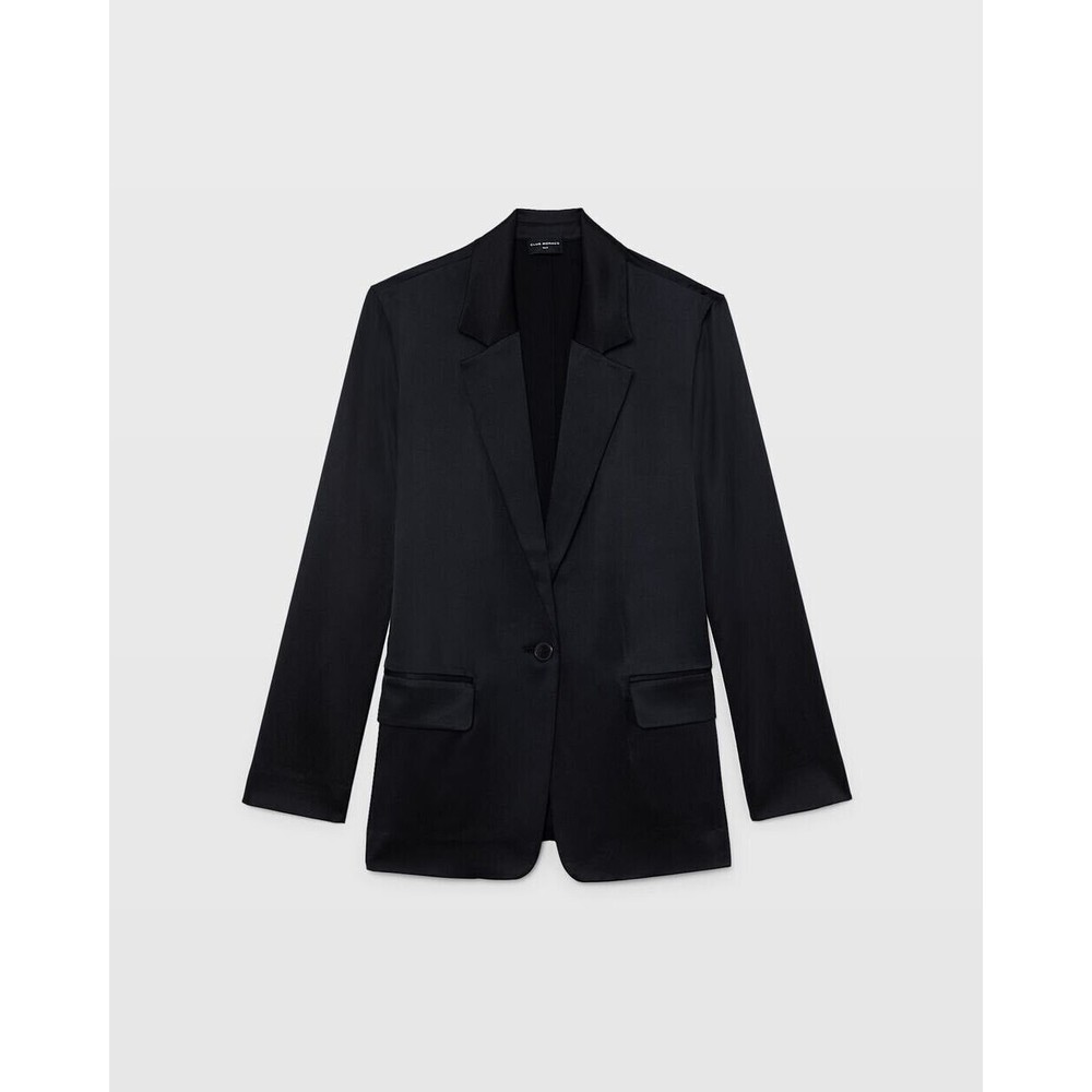 NWT Club Monaco Satin Black Relaxed Blazer One Button